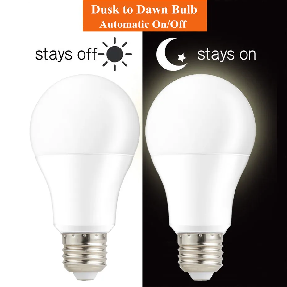 

10W LED Dusk to Dawn Light Bulb E27 B22 Smart Light Sensor Bulbs 110V 220V LED Night Light Automatic Indoor/Outdoor Lamp