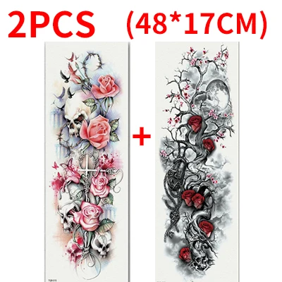 2PCS Style 20 2/3 шт. Временные татуировки рукава на полные руки Водонепроницаемый татуировки для Для мужчин Для женщин переводная татуировка тела наклейки на боди-арта Tatouages - Цвет: 2PCS Style 20