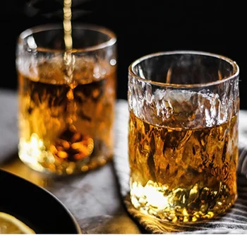 

Glass Goblet 230ML Japanese Handmade Cone Pattern Transparent Wine Whiskey Cup Water Ware Family Kitchen Hotel Bar Supplies