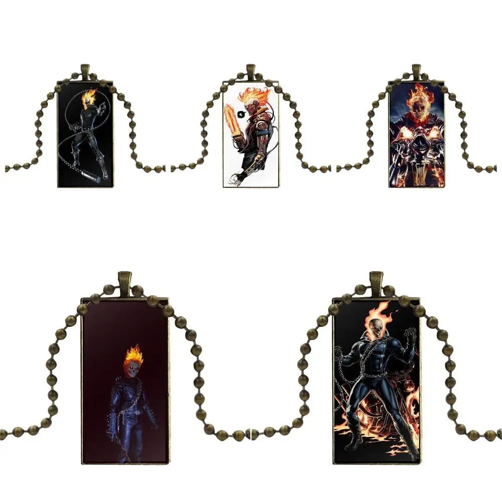 Tv Ghost Rider черное модное ожерелье ручной работы Прямоугольная форма колье