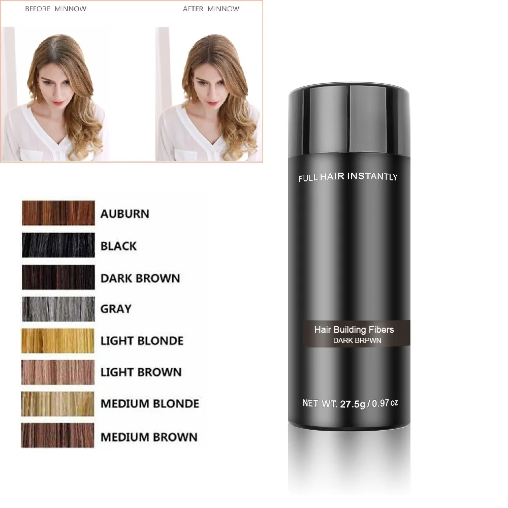 ¡Caliente! Fibra para la pérdida de cabello, 27,5g de polvo de recarga de fibras de cabello, línea de cabello, optimización zador de crecimiento de cabello denso, queratina auténtica