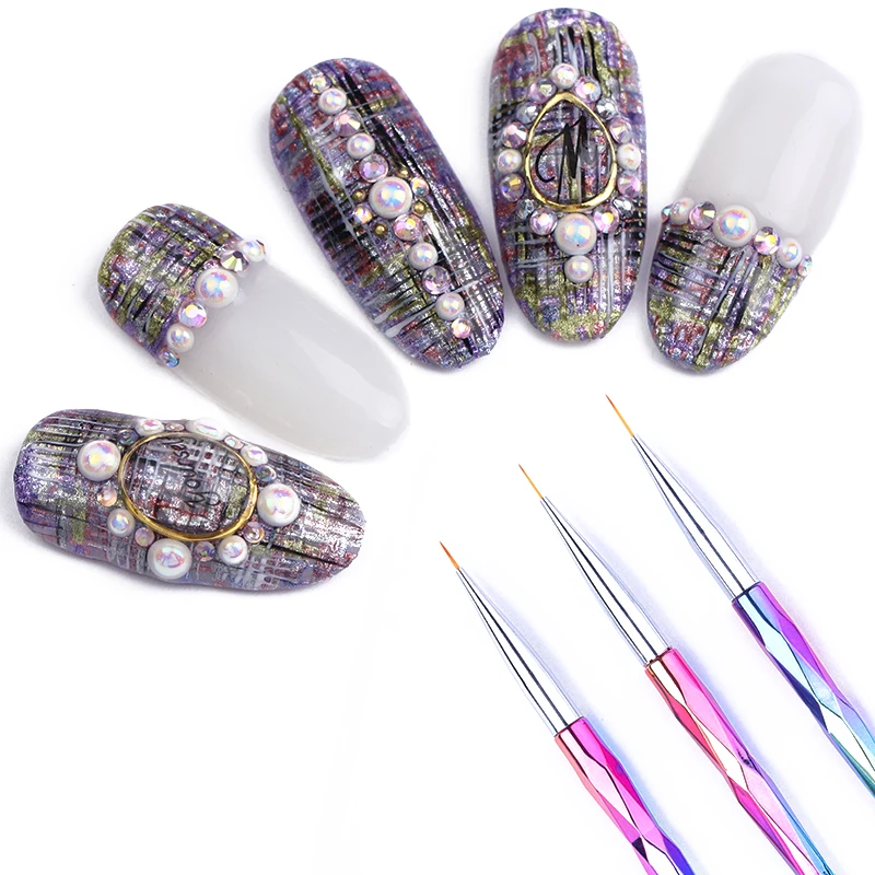 

1 Pc Professional Nail Liner Brush Drawing UV Gel Pen Painting Brush Colorful Auroras Plastic Handle DIY Nail Art Tools
