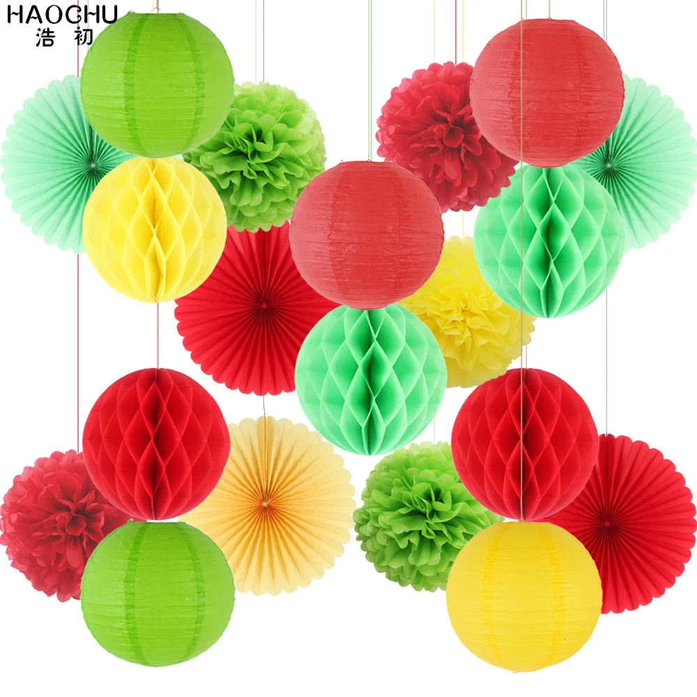 PACK OF 2 RED HONEYCOMB TISSUE HANGING PARTY DECORATIONS POM POMS Party Supplies Party Decorations