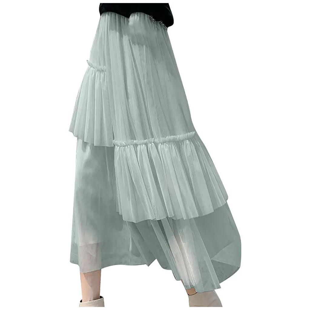 Женская юбка средней длины из сетчатой ткани с завышенной талией, необычная Пышная юбка, бальное платье, модное, для отдыха, элегантное, уникальное, индивидуальное, удобное