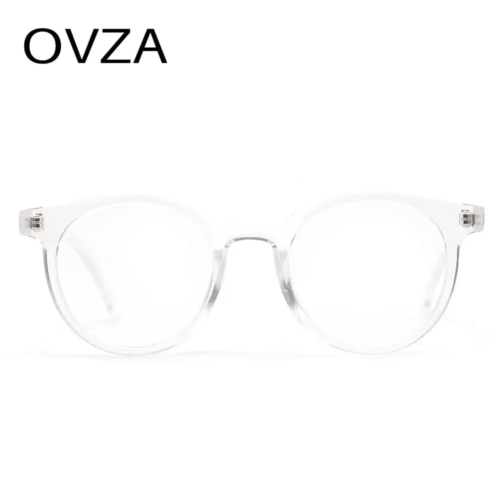 OVZA, Круглый анти-синий светильник, очки для мужчин, Ретро стиль, для женщин, прозрачные очки для компьютера, круг, анти-радиационные очки, оправа, черный цвет, S0082