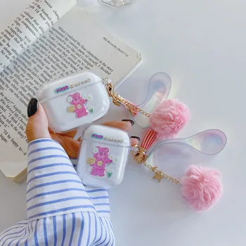 

For AirPods 2 Cases Airpod Pro 3 Case Luxury flower laser Keyring Silicone Case for Air Pods Case Clear Earphone Cover