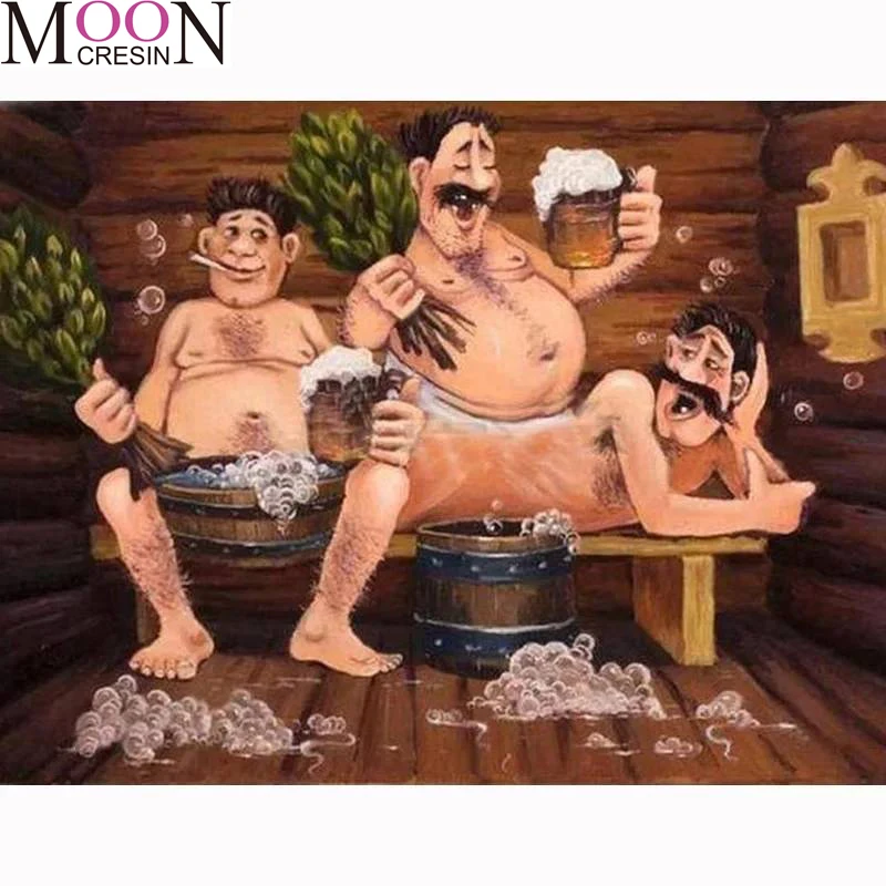 Алмазная вышивка «сделай сам» для купания для мужчин и женщин, вышивка крестиком, полностью квадратная дрель, стразы, мозаичные украшения, наборы