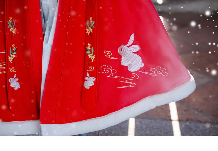 Hanfu/детский плащ для девочек; сезон осень-зима; пальто с вышивкой в народном стиле; фестивальный рейв; одежда для сцены; DC3423