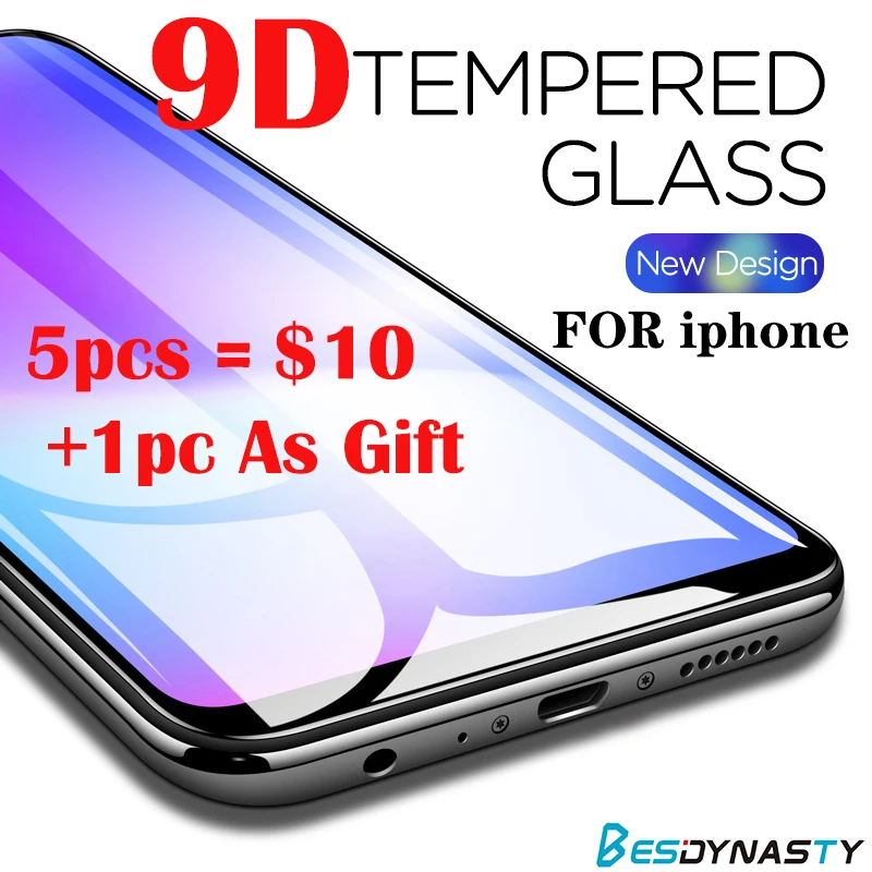 

9D Full Cover Protective Glass For iphoneX XS MAX XR iphone6 7 8 Plus aifion 6plus 7plus Tempered Screen Protector Glass Film