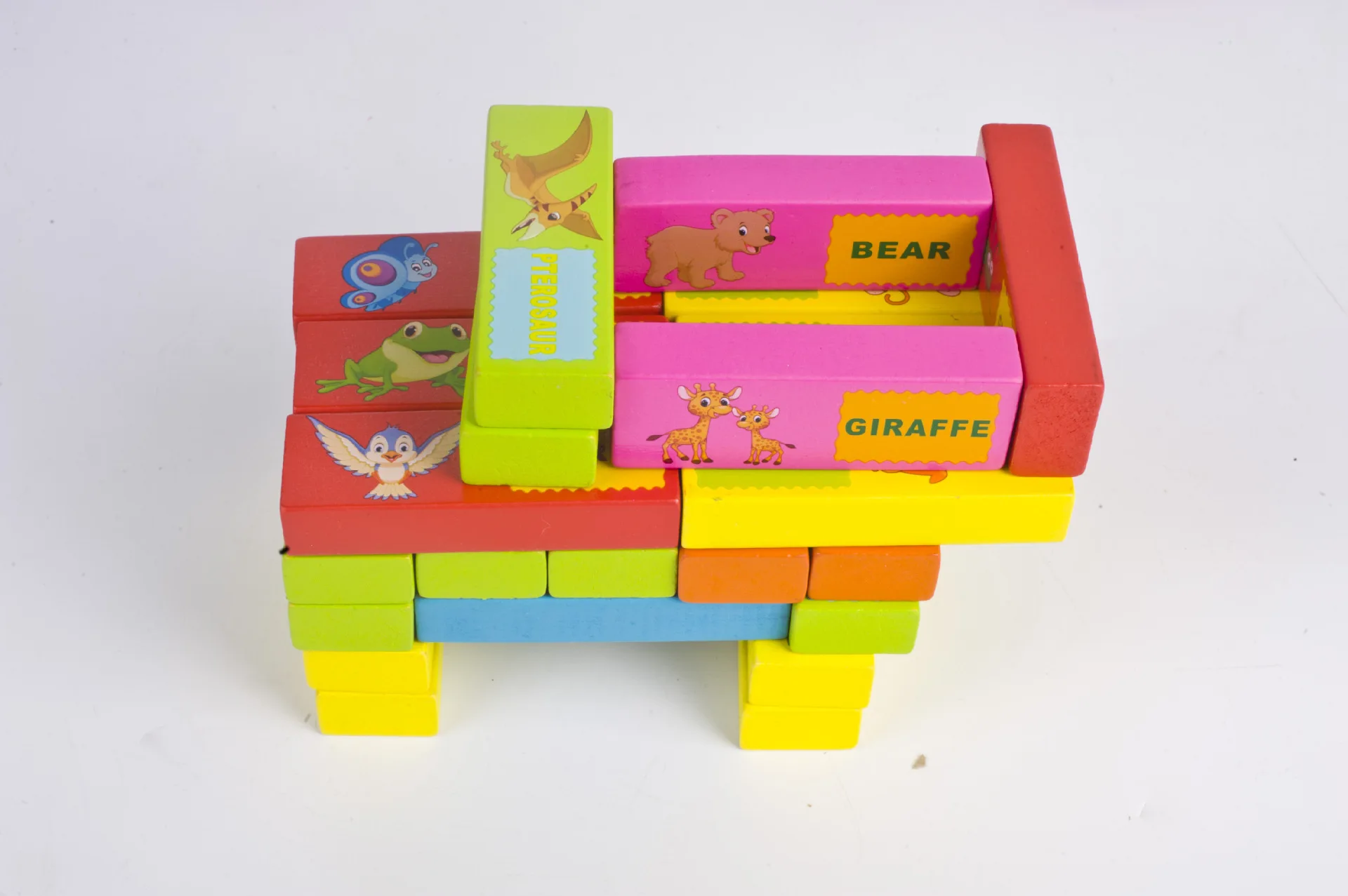 54 шт многоцветные детские деревянные животные английские когнитивные кубики профессиональные насосные строительные блоки для взрослых настольные игры