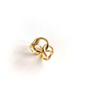 

2020 Trendy 925 Sterling Silver Wide Chain Rings Gold Openwork Minimalist Rings for Women Ins Style Elegant Jewelry