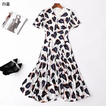 

New the summer of 117970 after the short sleeve v neck dress zipper printing