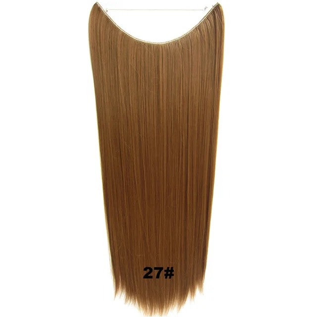 24inch 50grams 100grams Synthetic Hair Extension Gradual Color Brown Gray Blonde String Halo Hairpieces Extensions 100g-27