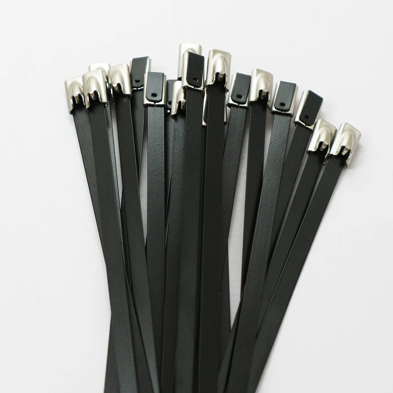 25pcs 4.6x100/150/200/260/300/350/400 to 700mm Stainless Steel Cable Ties Locking Metal Zip-Exhaust Wrap Coated Multi-Purpose cable ties cable tie