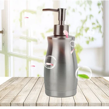 

Soap Dispenser Leakproof Press Pump Manual Liquid 400ML Bathroom Sink Modern Stainless Steel Lotion Container Home Kitchen