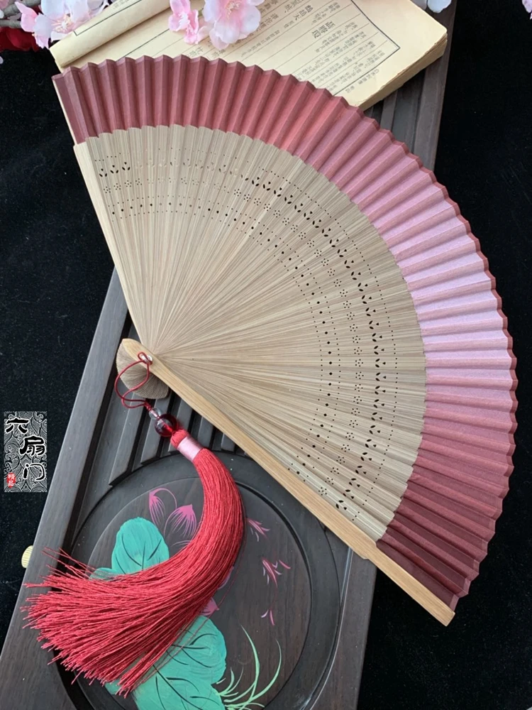 Edo-estilo japonês ventilador dobrável, seda real feminino