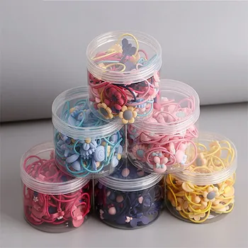 

40 Pcs Girls Hair Band Head Rope Hair Cartoon Headdress Rubber Band Cute Rubber Band Bow Hair Ring Flower Hair Band