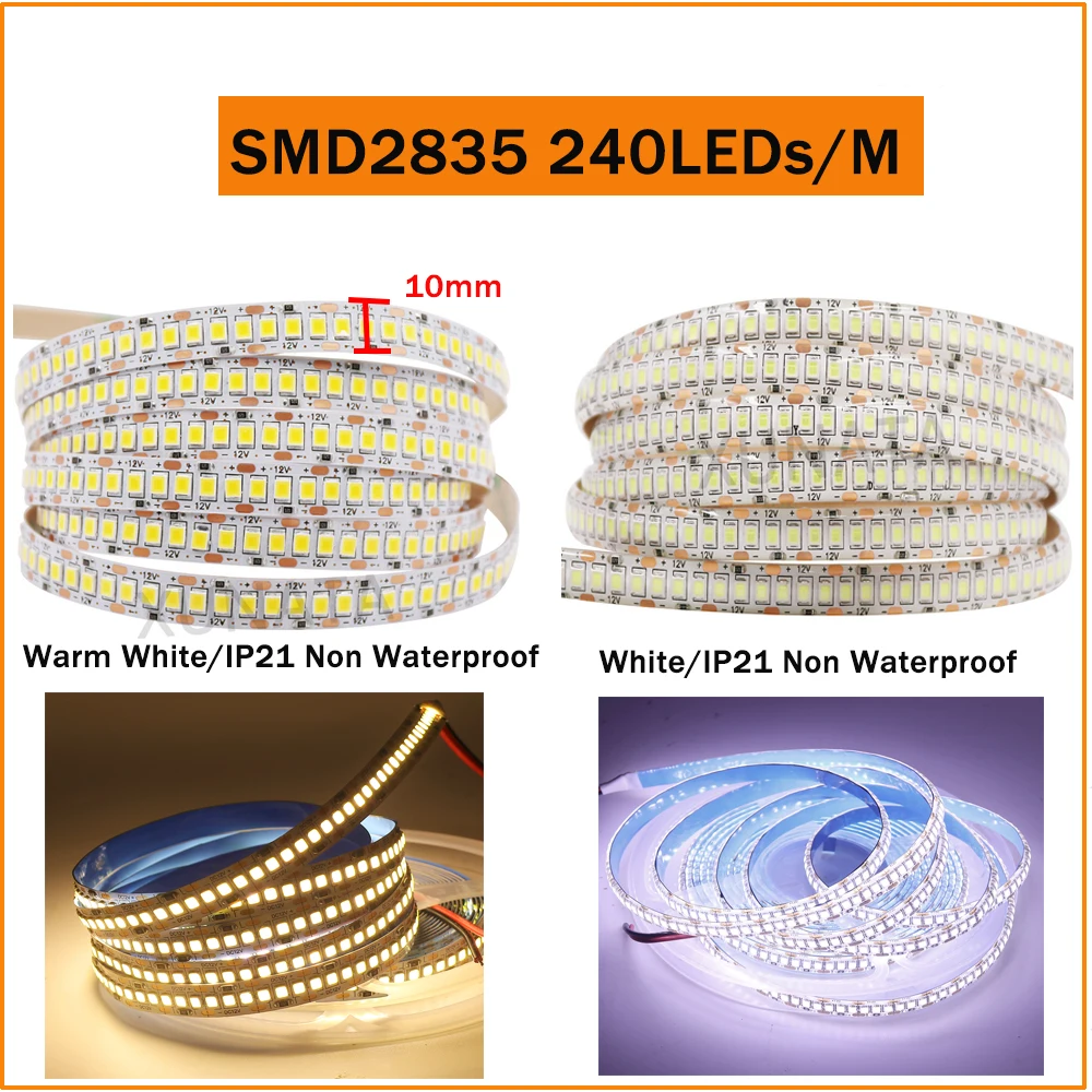 5M SMD2835 Светодиодные ленты светильник 12V 24V 480 светодиодный s/М гибкий светодиодный лента Водонепроницаемый светодиодный веревочкой двухрядный светодиодный светильник полосы украшения