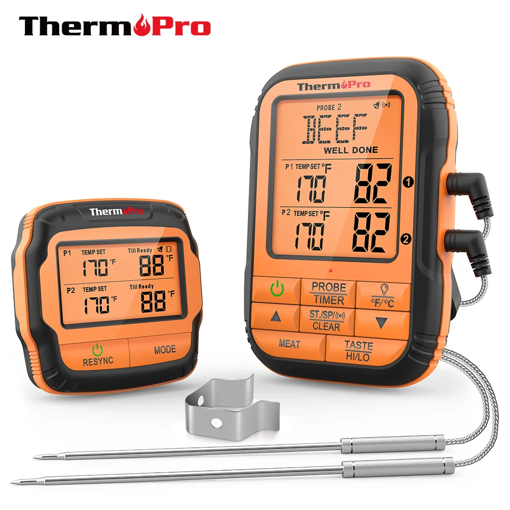 ThermoPro TP06S Digital Orange Grill Meat Thermometer for Smoker