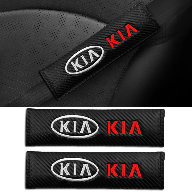 2pcs PU Leather Carbon fiber texture Safety belt cars Shoulder Protection pad Car Seat Belt Cover For KIA K2 K5 Accessories | Автомобили и