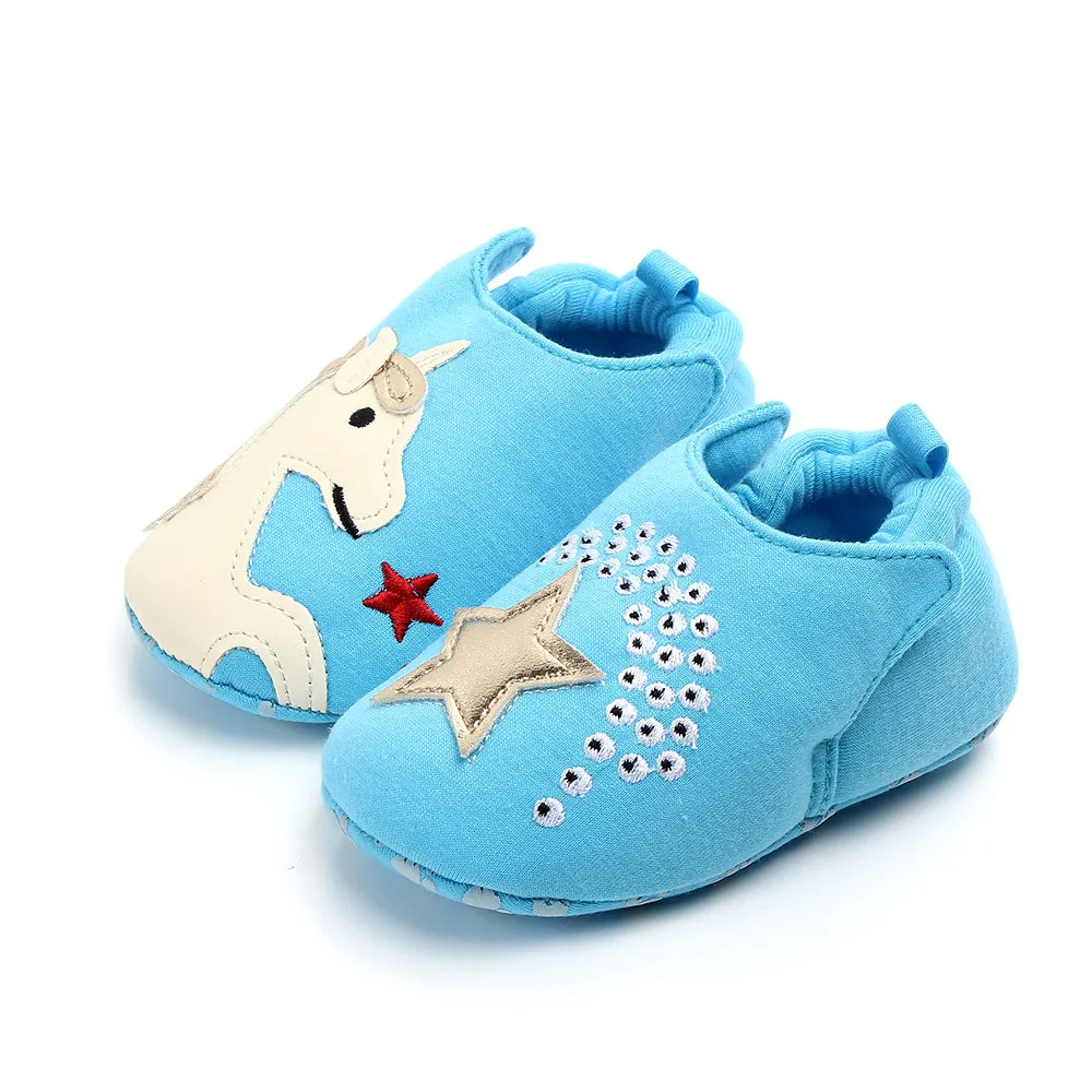 Новая весенне-осенняя нескользящая обувь с мягкой подошвой для малышей хлопковая обувь для маленьких мальчиков и девочек shoes0-12 с героями мультфильмов