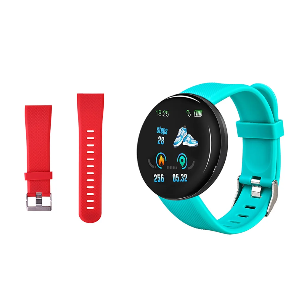 Green N Red strap D18 Bluetooth Smart Wristband Blood Pressure Heart Rate Measurement Smart Bracelet Sport Tracker Smart Watch D13 Smartwatch - Цвет: Green N Red strap