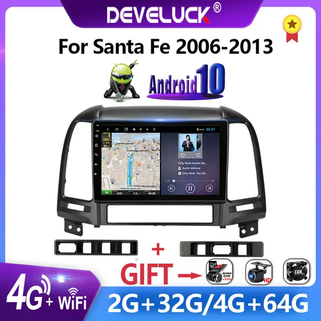$118.06 Android 10.0 2 Din car Radio Multimedia Video Player For Hyundai Santa Fe 2006-2012 2din DSP+48EQ FM GPS Navigation 4G Net  WIFI