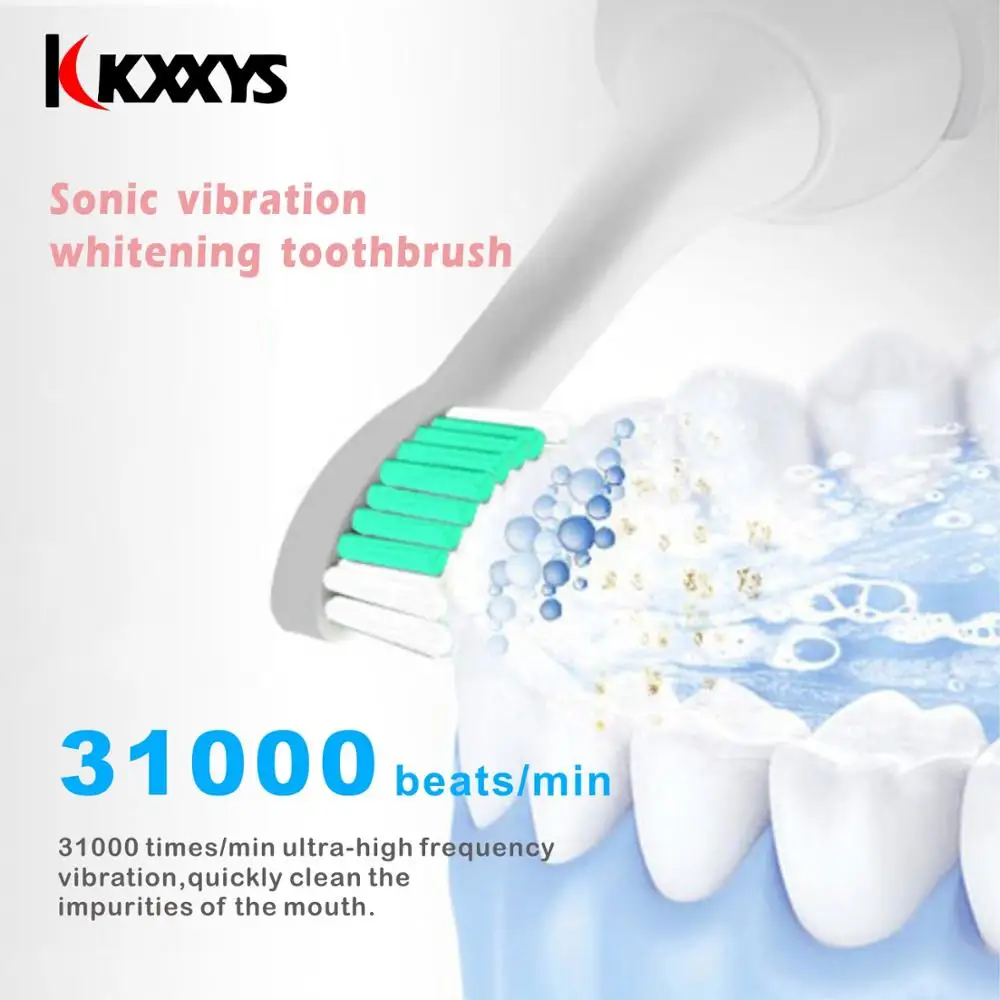 Вибрационная электрическая зубная щетка перезаряжаемая USB зарядка для взрослых