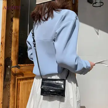 

Women Retro Messenger Purse PU Stone Leather Small Solid Flip Ladies Shoulder Travel Handbags Small Crossbody Tote Fashion bag