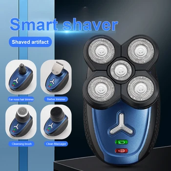 

5 in1Rechargeable Electric Shaver Five Floating Heads Razors Hair Clipper Nose Ear Hair Trimmer Men Facial Cleaning Brush 4D
