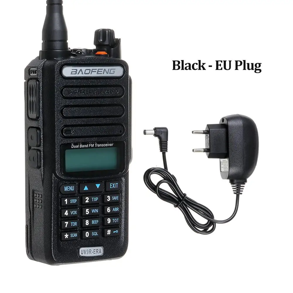 Black EU Plug UV9R-ERA портативная рация Профессиональная УФ двухсторонняя радио Comunicador HF приемопередатчик радиостанции 15 км Диапазон разговора IP57 - Цвет: Black EU Plug