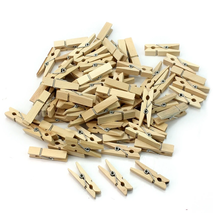 Mini Clothes Pins For Photo - 50pcs 25mm Colorful Natural Wood