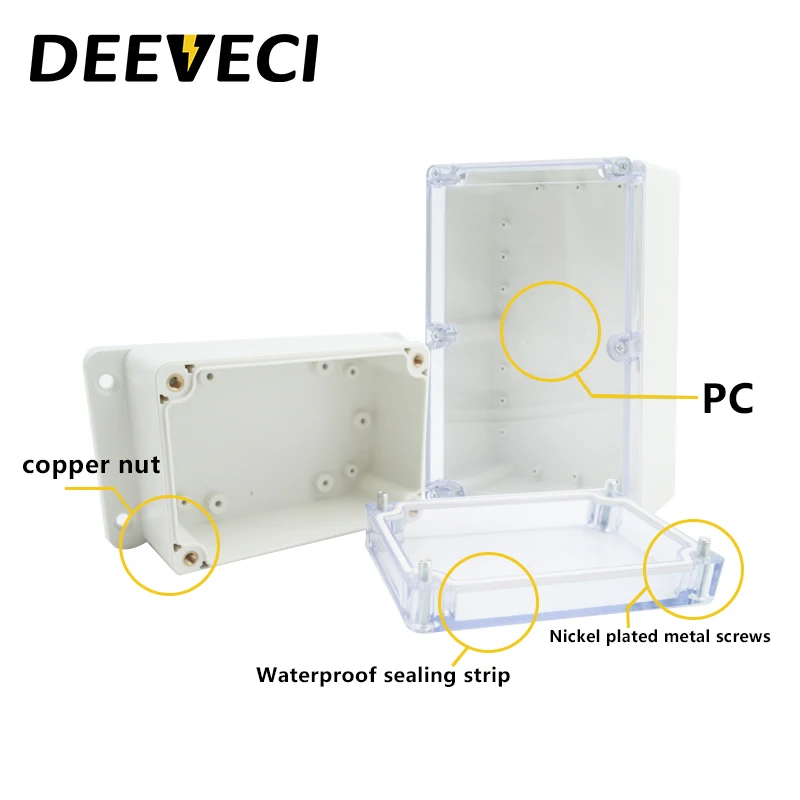 IP67 Plastic Transparent Waterproof Enclosure Box Electronic Project Outdoor Instrument Electrical Project Box Junction Housing