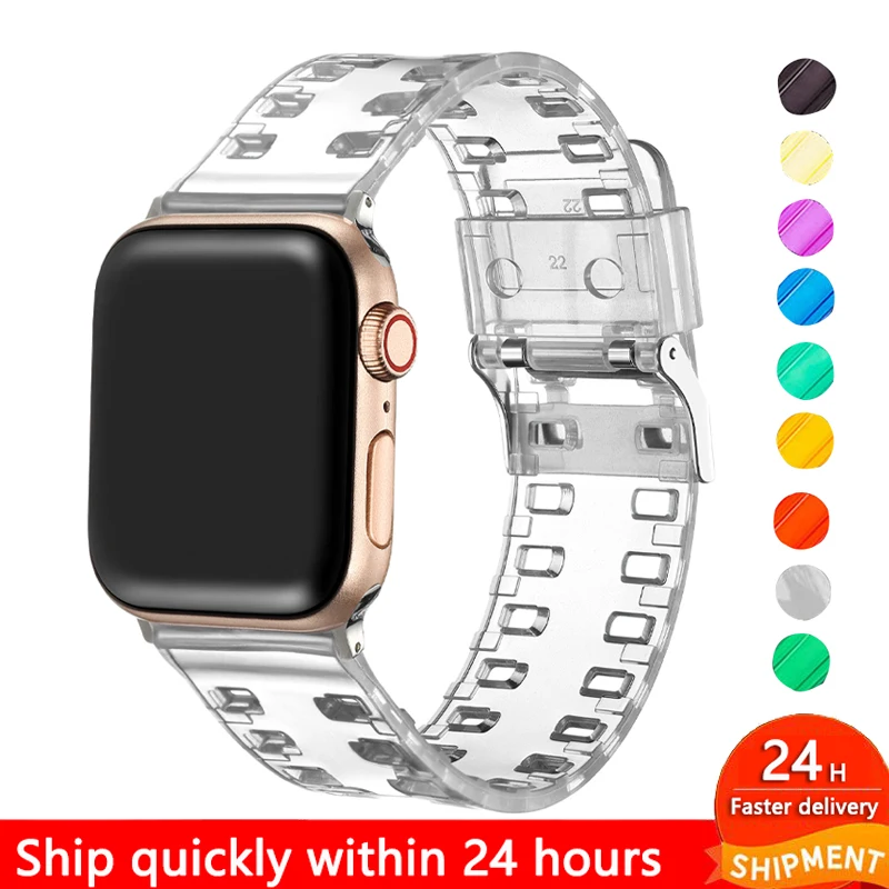 

Silicone bracelet For Apple watch 6 SE Transparent Loop band for IWatch Series 6 5 4 3 44mm 40mm iWatch Strap 5/4/3 38mm 42mm