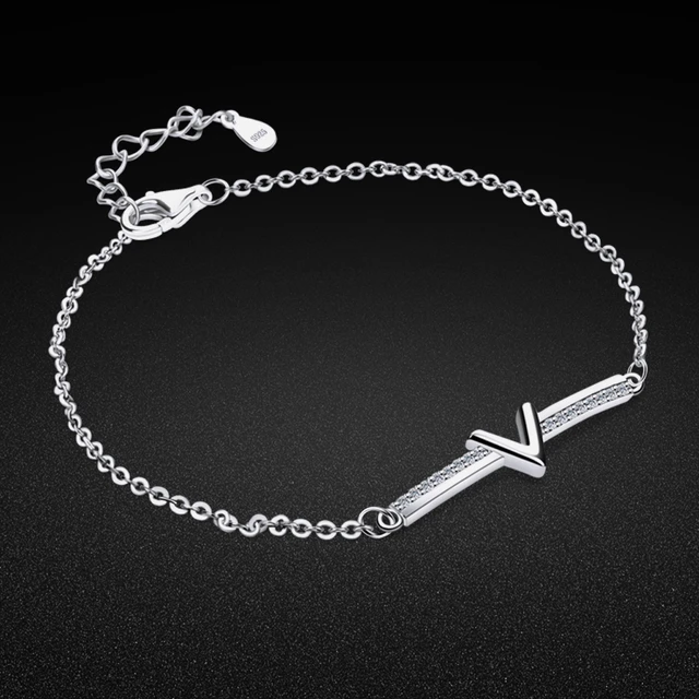 92.5 Sterling Silver Louis Vuitton Bracelet For Girls - Silver Palace
