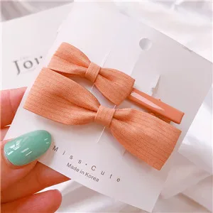 Orange Модные детские однотонные аксессуары для волос бант заколки для девочек красивые заколки Macaron боковые заколки - Цвет: Orange