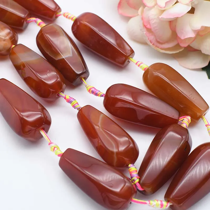 43x19mm 2 strands Natural dark Red agate Oval shape stone For DIY Bracelet Necklace Jewelry Making