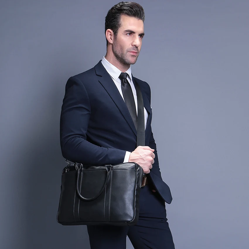 Promotion Simple Famous Brand Business Men Briefcase Bag Luxury Leather Laptop Bag Man Shoulder Bag bolsa maleta