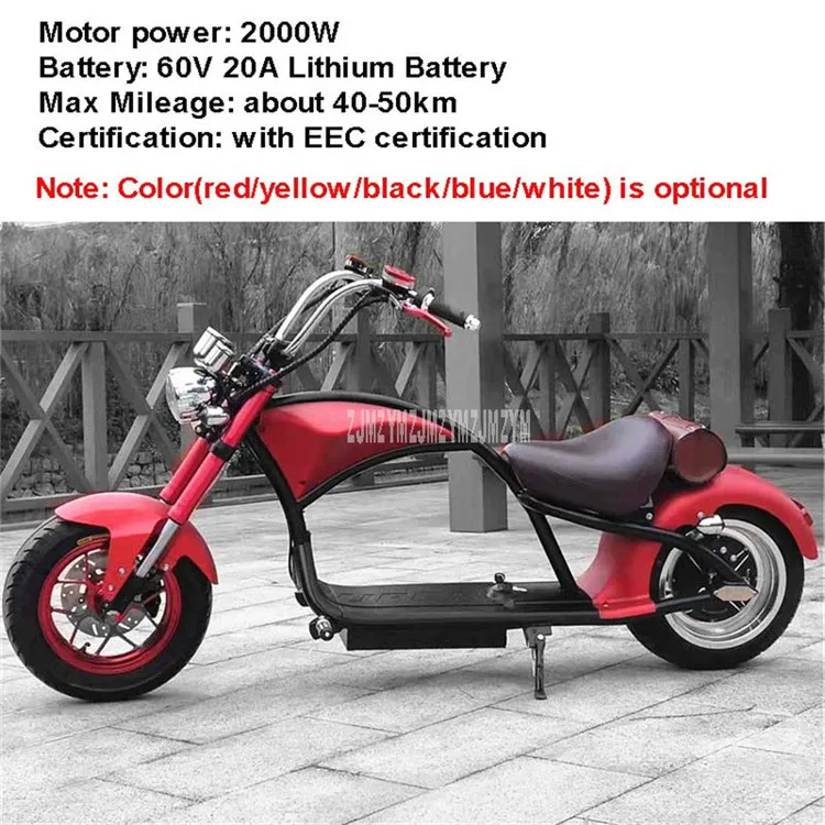 2000W20A EEC Ретро винтажный Стиль Электромобиль Электрический велосипед для взрослых мотоцикл скутер большой 2 колеса 60 в 12A/20A литиевая батарея - Цвет: 2000W20A EEC