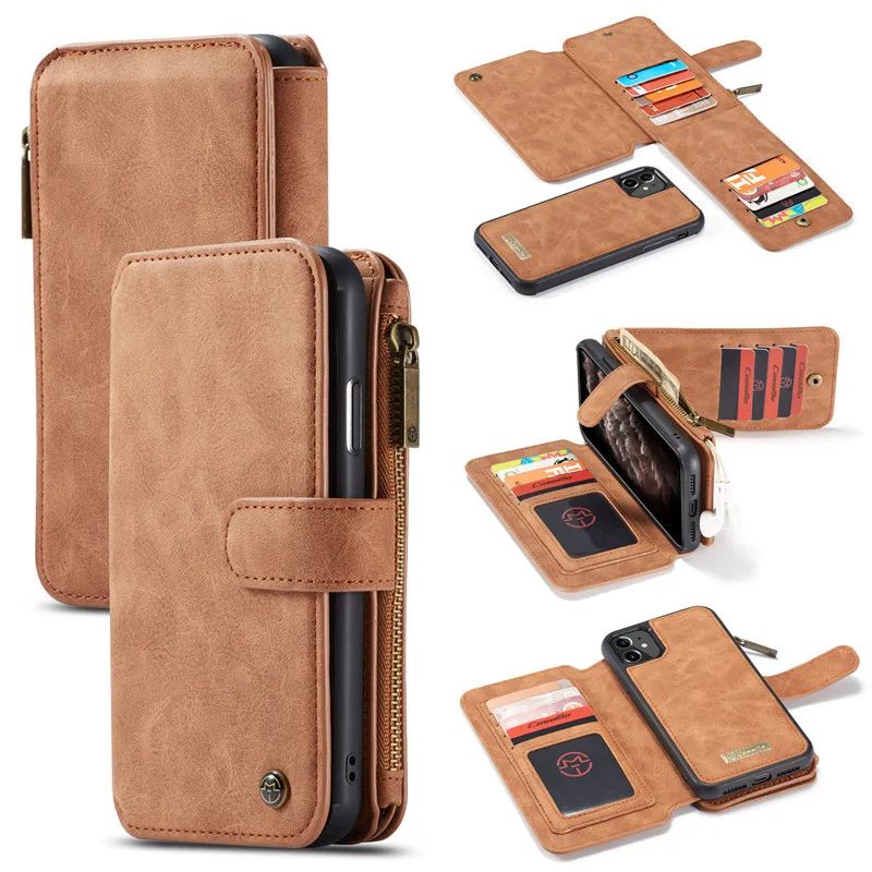 CaseMe Магнитный кожаный чехол кошелек для iPhone 12 Mini 11 Pro XS Max XR X SE 2020 8 7 6 6S Plus 5 5S карт