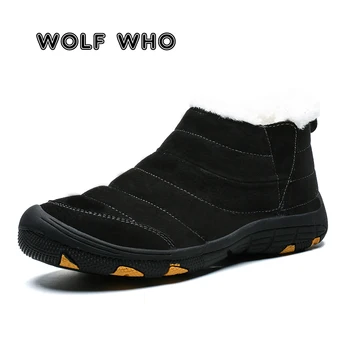 

Men Boots Winter Shoes Men Warm Fur Snow Boots Plush Inside Anti Skid Bottom Waterproof Black Shoes Boots Male buty meskie X-180