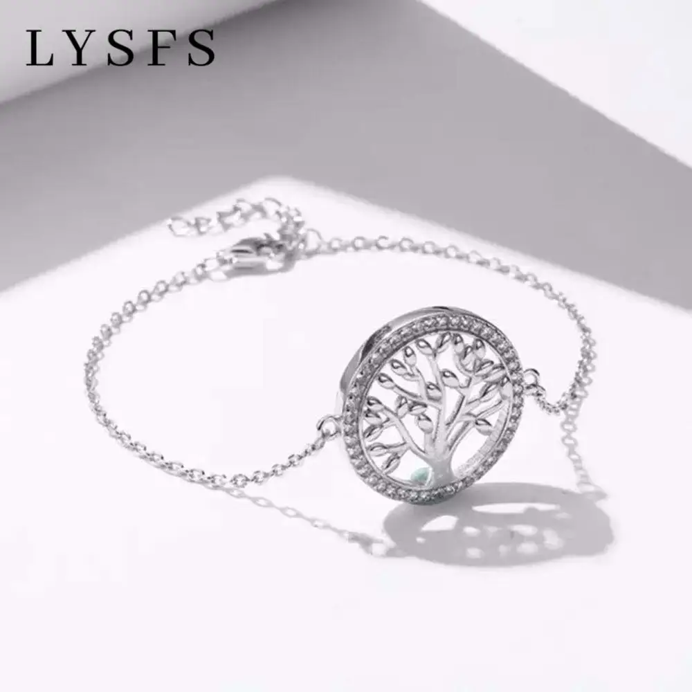 LYSFS 2020 Couples Round Fortune Tree Sterling Silver Bracelet DIY Life Tree 925 Sterling Silver Women's Bracelet