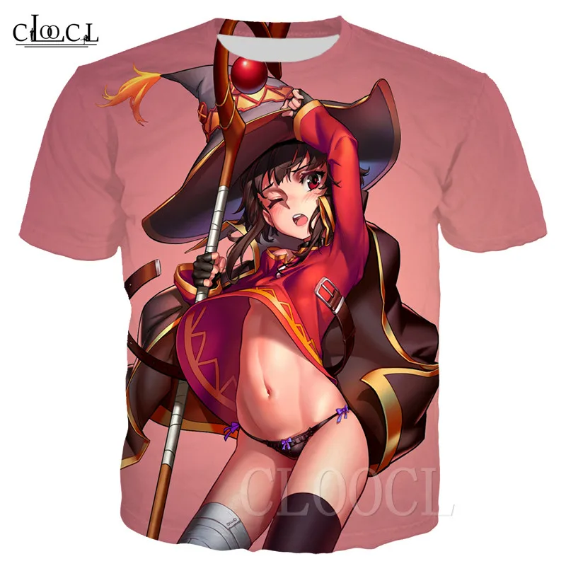 Новые футболки с аниме Konosuba Kawaii футболка 3D принтом унисекс Megumin Sexy Loli Косплей
