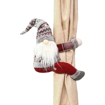 

Christmas Curtain Buckles Cute Swedish Gnome Curtain Tieback Holder for Home Office Decoration