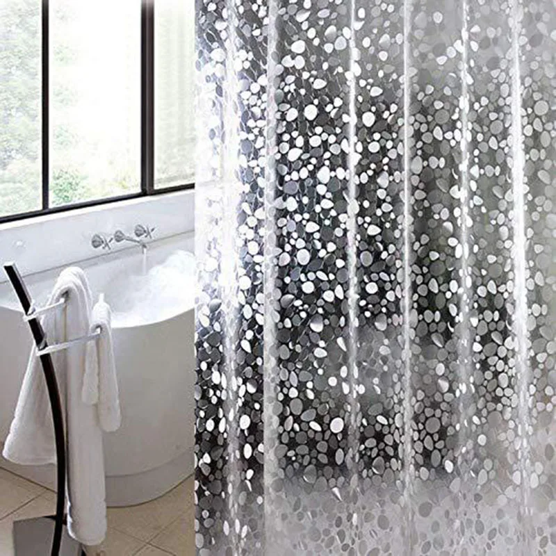 

Cobblestone Shower Curtain Anti Mould Weighted Hem Waterproof PVC Shower Curtain BJStore