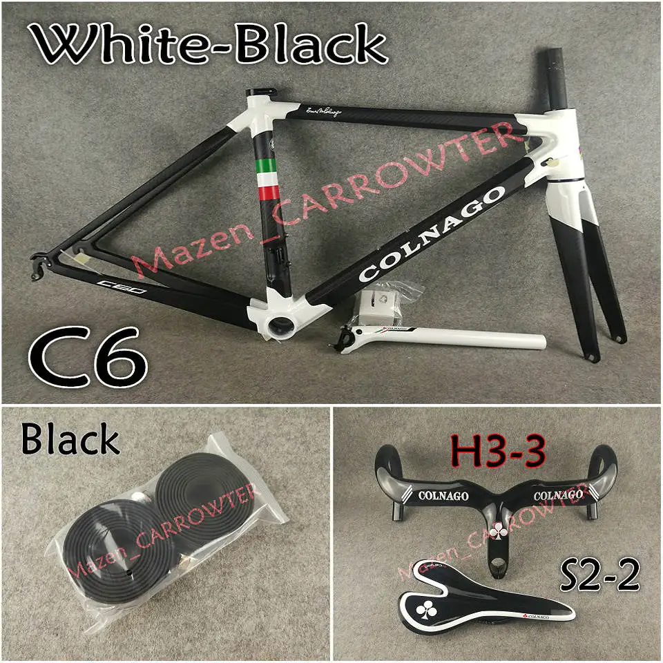 Package 3 3 к матовый черный белый Colnago C60 карбоновая рама+ руль+ седло+ клетки для бутылок+ 50 мм карбоновый набор колес с NOVATEC A271 ступицы - Цвет: Package 3