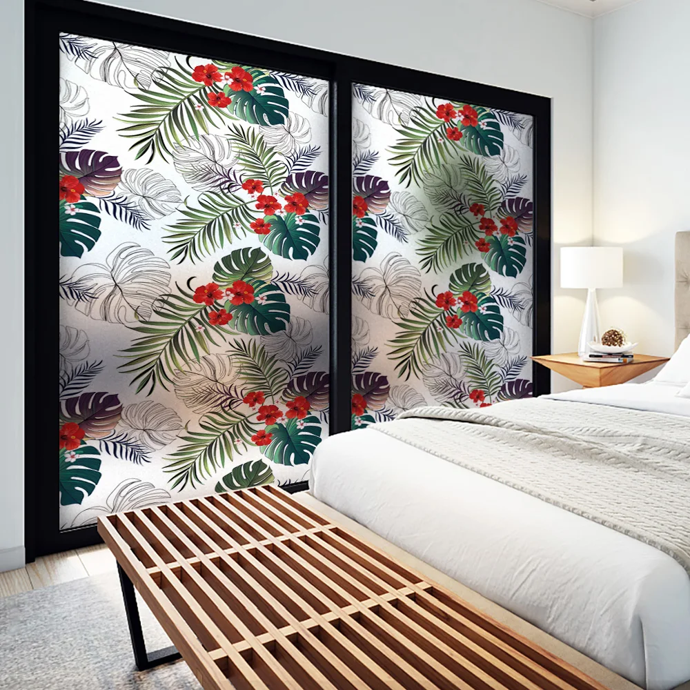 Стеклянная пленка на окно с цветочным узором DICOR не клеится для украшения ванной