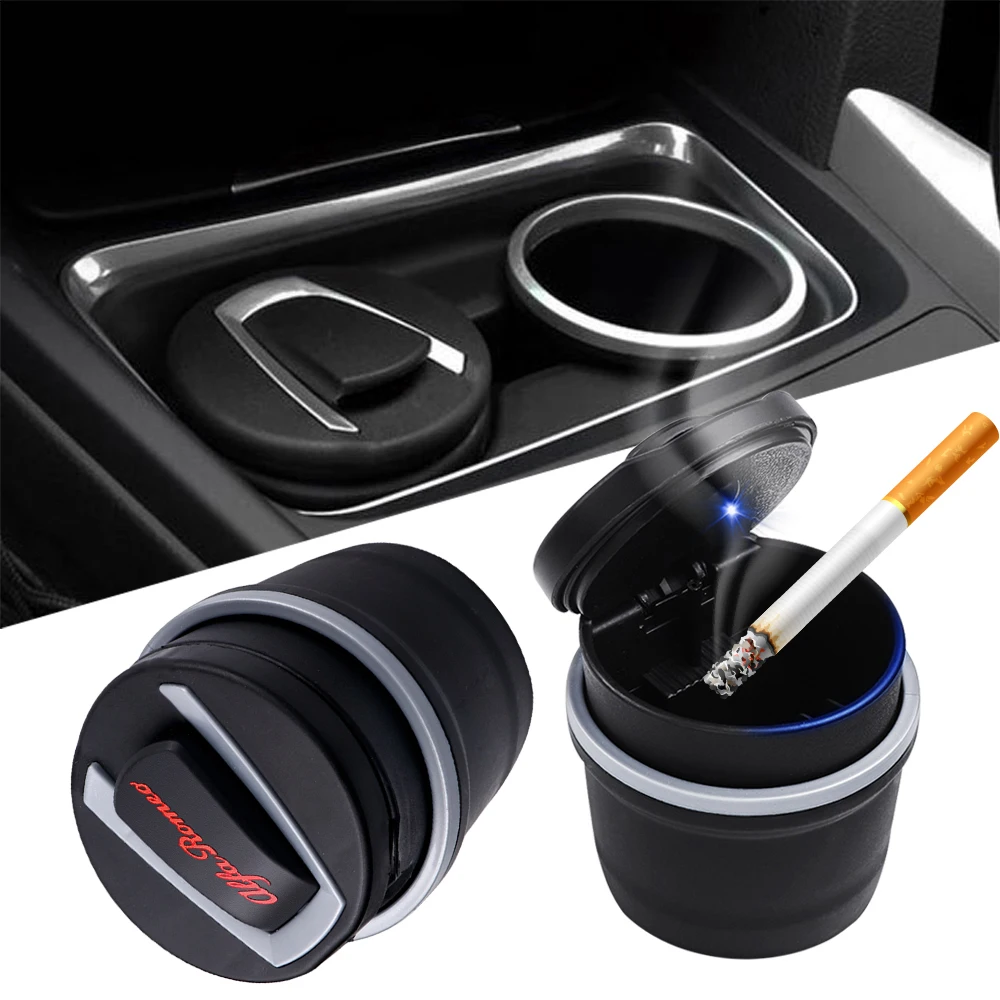 

Car styling Fireproof Plastic Material Car LED Ash Tray Ashtray Storage Cup For alfa romeo Giulia Stelvio 159 147 156 166 GT MiT