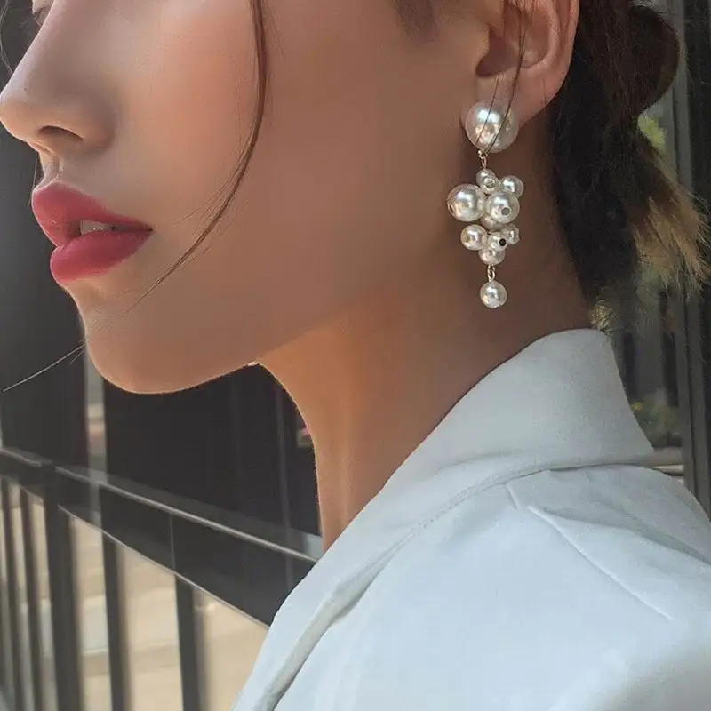 

Elegant Strands Pearl Drop Earrings 2020 New Jewelry Statement Temperament Earings For Wedding Party Gifts