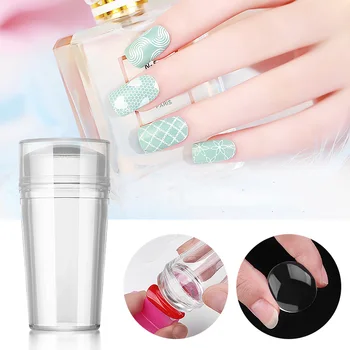 

Nail Art Templates Pure Clear Jelly Silicone nail stamping plate Scraper with Cap Silicone Stamper Transparent Nail Stamp 1 set